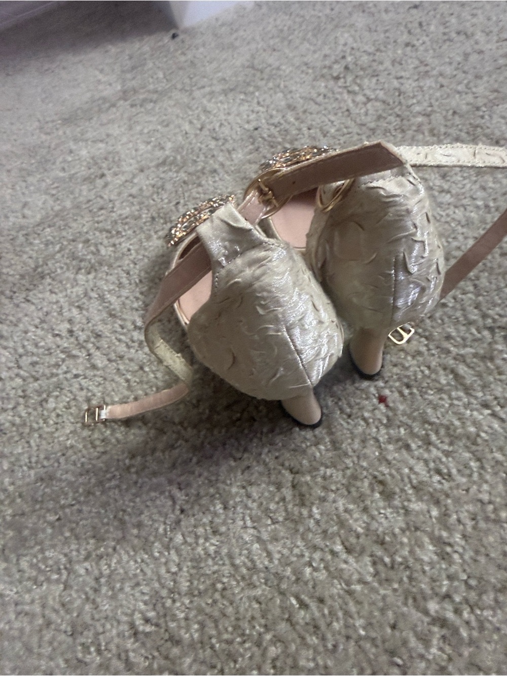 Target Cream Embroidered Ankle-Strap Sandals with Gold Accents